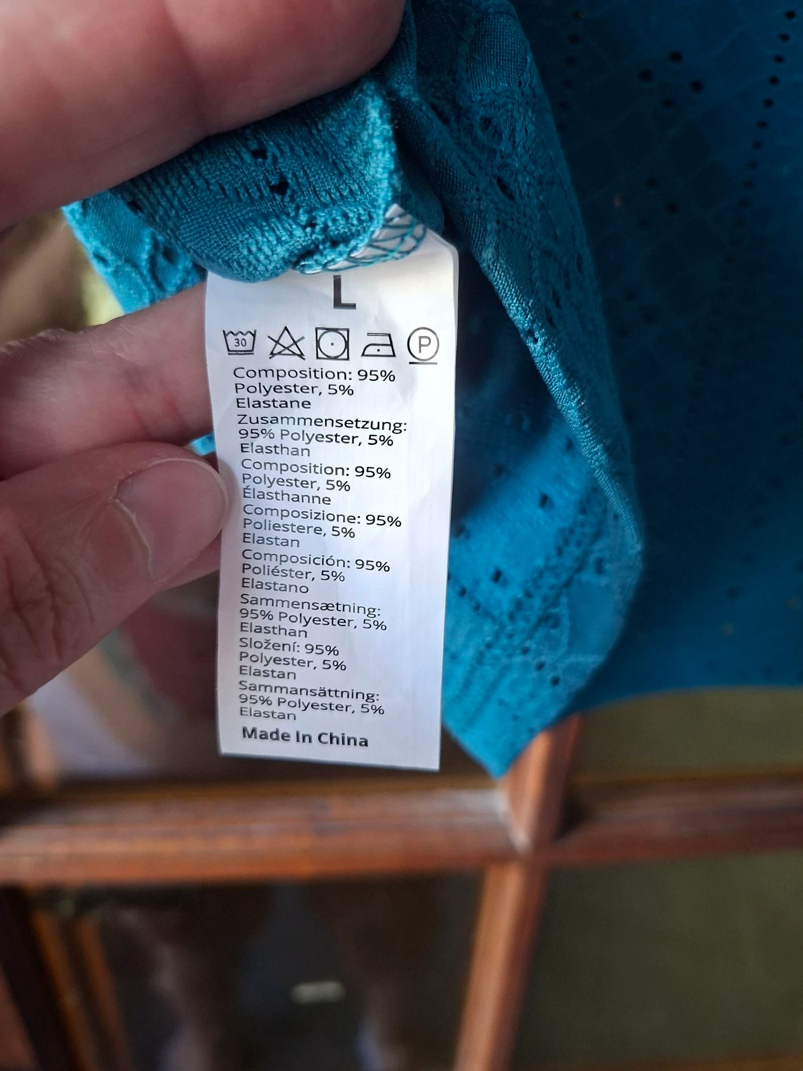 Haut femme bleu canard en broderie anglaise – photo 5